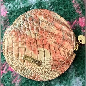 Brahmin Gold and Tan Crocodile Embossed Coin Purse